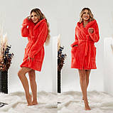 Домашній м'який жіночий махровий короткий халат з капюшоном (р.42-46). Арт-4829/4, фото 2