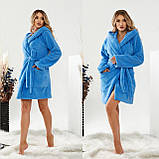 Домашній м'який жіночий махровий короткий халат з капюшоном (р.42-46). Арт-4829/4, фото 3