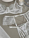 Мереживний білий комплект нижньої білизни з вишивкою, фото 7