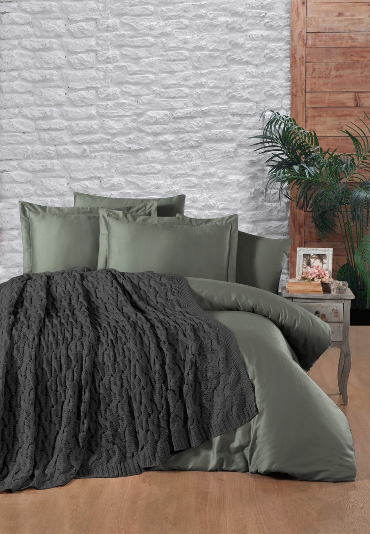 Постільна білизна з в'язаним покривалом First Choice - Nirvana Tango - Anthracite