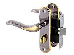 Комплект ручок з клямкою Чорний нікель/Золото ВК-70001 BN/GP 15-98-003 ТМ FZB