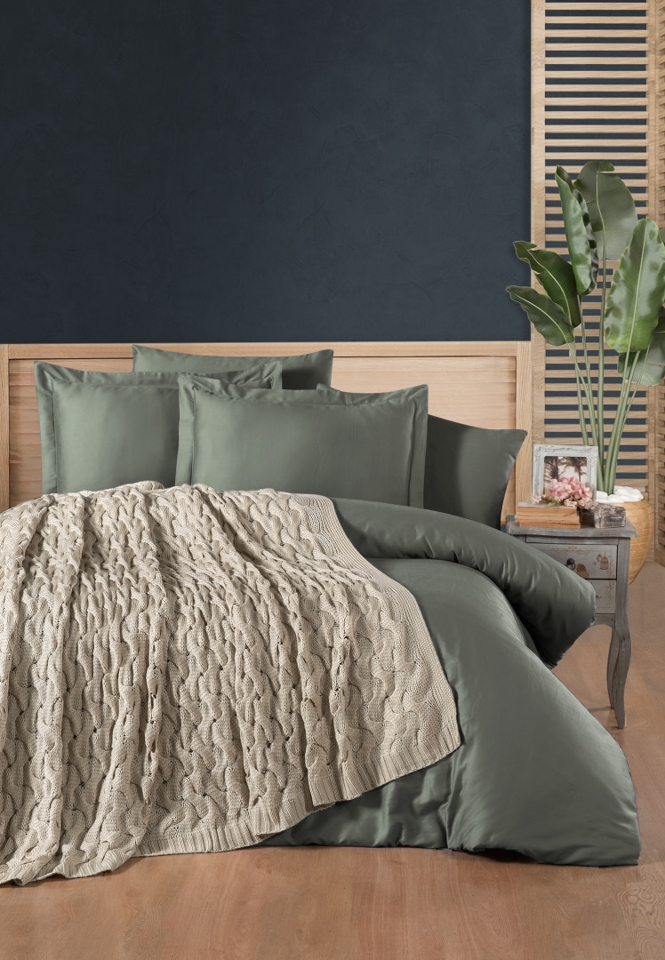 Постільна білизна з в'язаним покривалом First Choice - Nirvana Tango - Beige