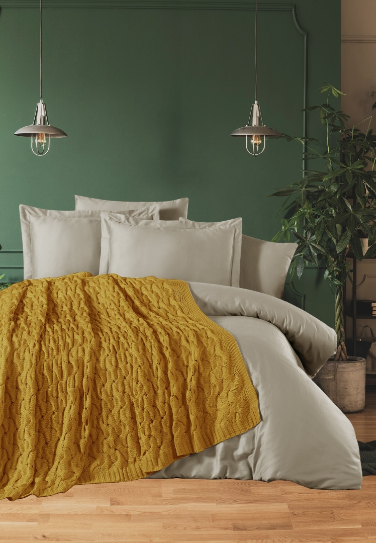 Постільна білизна з в'язаним покривалом First Choice - Nirvana Tango - Ocher