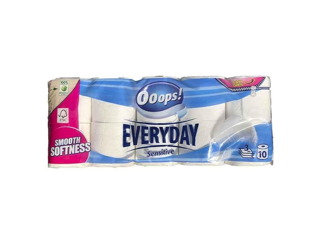 Туалетний папір 10шт 3шар EveryDay Sensetive 115відр ТМ OOOPS!, фото 1