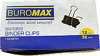 Биндер-зажим для бумаги Buromax 32 мм черный по 12 шт. в карт.коробке 5303