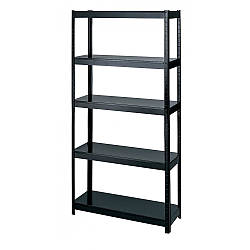 Стелаж металевий поличковий 180х90х40 Металевий стелаж у підвал макс. 175 кг на полку МДФ чорний