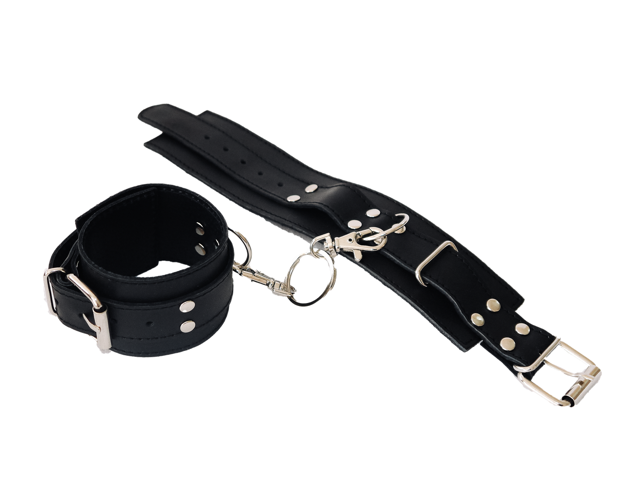 Наручники преміум класу БДСМ із натуральної шкіри чорного кольору Scappa Кайф, фото 1