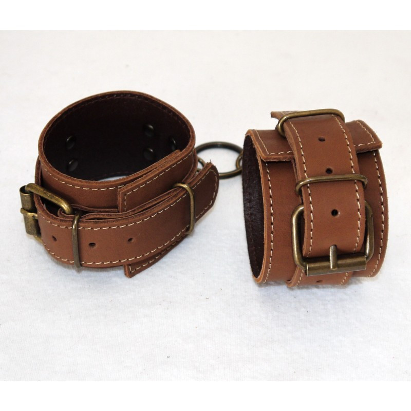 Наручники преміум класу БДСМ із натуральної шкіри коричневого кольору Scappa Кайф, фото 1