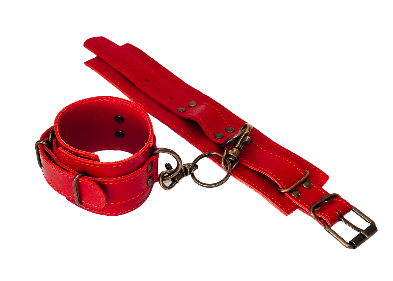 Наручники преміум класу БДСМ із натуральної шкіри червоного кольору Scappa Кайф, фото 1