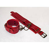 Наручники преміум класу БДСМ із натуральної шкіри червоного кольору Scappa Кайф, фото 2