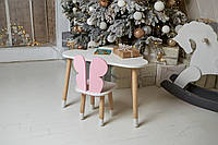 Столик детский Облако со стульчиком Бабочка 46х70х40 см Белый/Розовый. (884055)