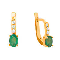 Золоті сережки зі смарагдами та діамантами 0,12 карат