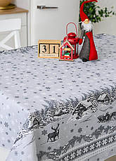 Скатертина новорічна лляна 110х150 см Святвечір, фото 4