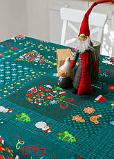 Скатертина новорічна лляна 110х150 см Чарівні історії, фото 3