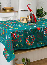 Скатертина новорічна лляна 110х150 см Чарівні історії, фото 2