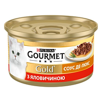 Консервированный корм для взрослых котов Gourmet (Гурме) Gold кусочки в соусе с говядиной 85 г