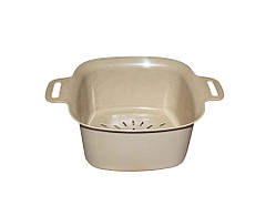 Друшляк 3л з ручкою під миску квадратну капучино ТМ ПОЛІМЕРАГРО