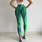 Жіночі спортивні лосини з високою талією з пуш ап яскраві фітнес легінси для бігу йоги безшовні, фото 4