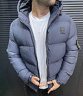 Куртка зимняя мужская Stone Island синяя, куртка зима короткая стон айленд