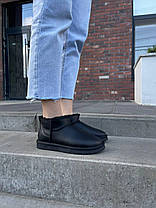 Зимові Жіночі Черевики UGG Classic Ultra Mini Black Leather / УГГ Класік Ультра Міні Лезер Чорні, фото 5