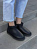 Зимові Жіночі Черевики UGG Classic Ultra Mini Black Leather / УГГ Класік Ультра Міні Лезер Чорні, фото 7