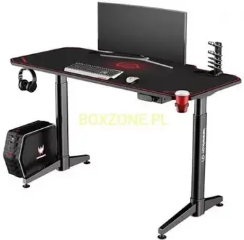 Ігровий стіл Ultradesk Level Red 140 шт 66 см 72-124 см електрично регульована висота з тримачем для килимка для миші