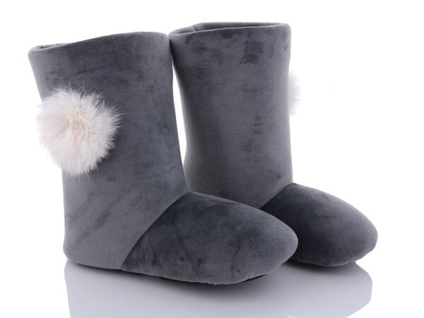 Жіночі домашні тапочки - чобітки теплі на овчині PaGo Закриті зимові валянки високі сірі