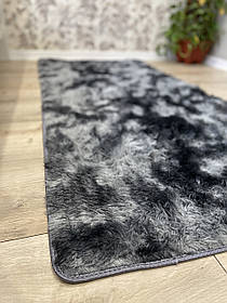 Хутряний ворсистий килимок Травка 200х90/приліжковий килимок із довгим ворсом,темно-сірий меланж