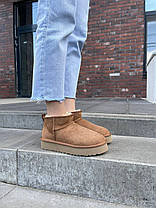 Зимові Жіночі Черевики UGG Classic Ultra Mini Platform Beige / УГГ Класик Ультра Міні Платформа Бежеві, фото 4