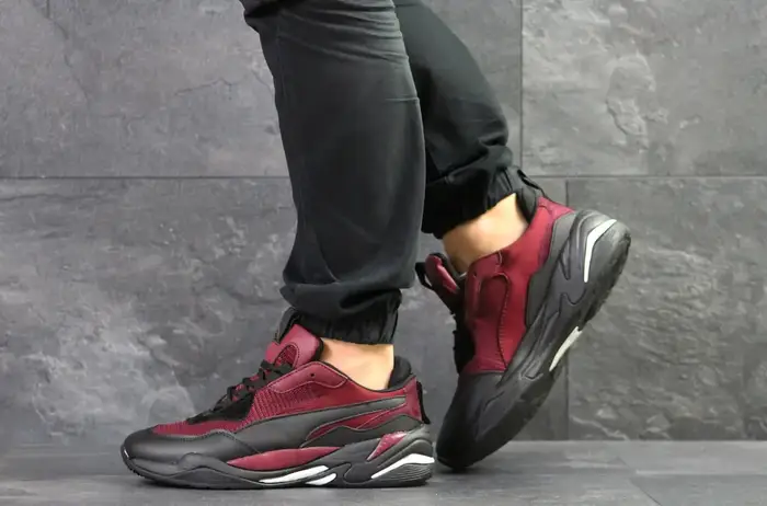 Мужские кроссовки Puma Пума, кожа, сетка, пена, бордовые с черным 45 ...