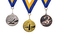 Медаль "Classic" золото, диаметр 5 см, лента желто-голубая