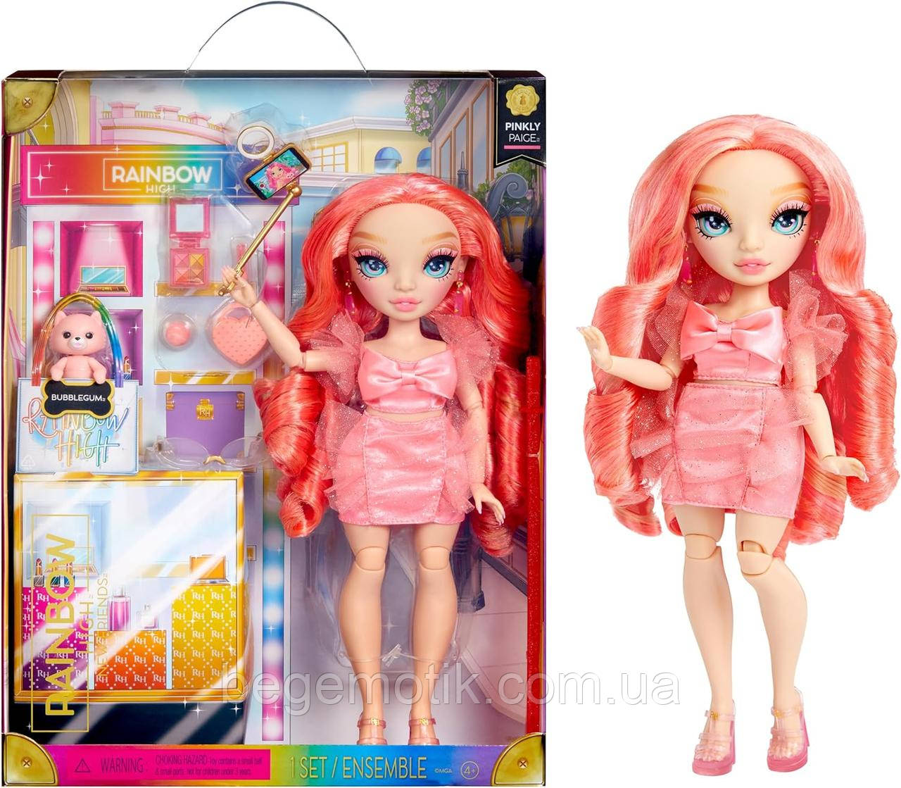 Лялька Рейнбоу Хай Нові друзі Пінкілі Пейдж з аксесуарами Rainbow Rainbow High Fashion Doll — Pinkly Paige