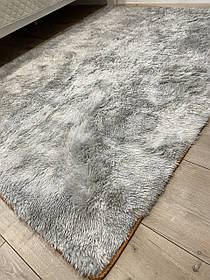 Хутряний ворсистий сірий килимок Травка меланж 200х150 см із довгим ворсом,світло-сірий меланж