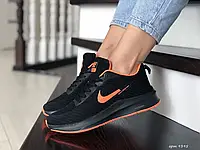 Женские кроссовки Nike Найк Flyknit Lunar 3, сетка, пена, черные с помаранчевым 38