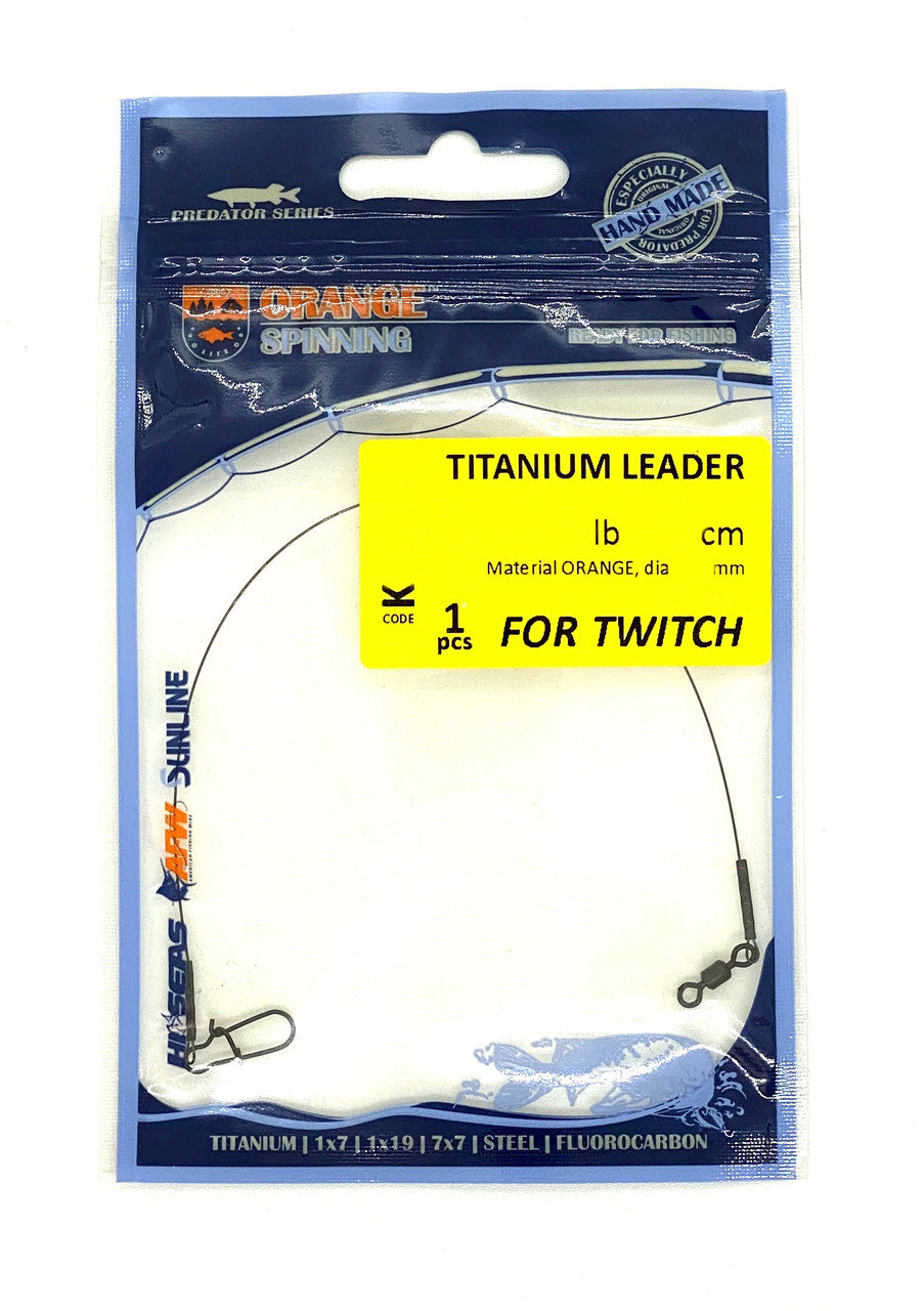 Повідець Ukrspin Orange Spinning Titaniun Leader титан з вертлюгом 25lb(12кг) 20см (діам.0.35мм) (1шт/уп) K2520
