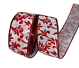 Стрічка Новорічна 6,3 см "Оксамитові завитки", (мішковина), метр, Різнокольоровий, фото 2