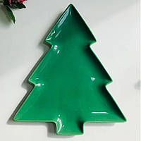 Новорічна керамічна тарілка "Ялинка", 29,5x36x2,5см