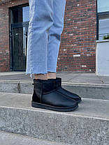 Зимові Черевики UGG Classic II Mini Black Leather / УГГ Класик 2 Міні Лезер Чорні, фото 4