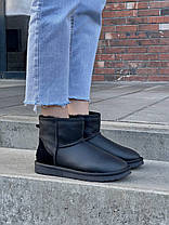 Зимові Черевики UGG Classic II Mini Black Leather / УГГ Класик 2 Міні Лезер Чорні, фото 2