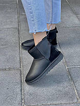 Зимові Черевики UGG Classic II Mini Black Leather / УГГ Класик 2 Міні Лезер Чорні, фото 3