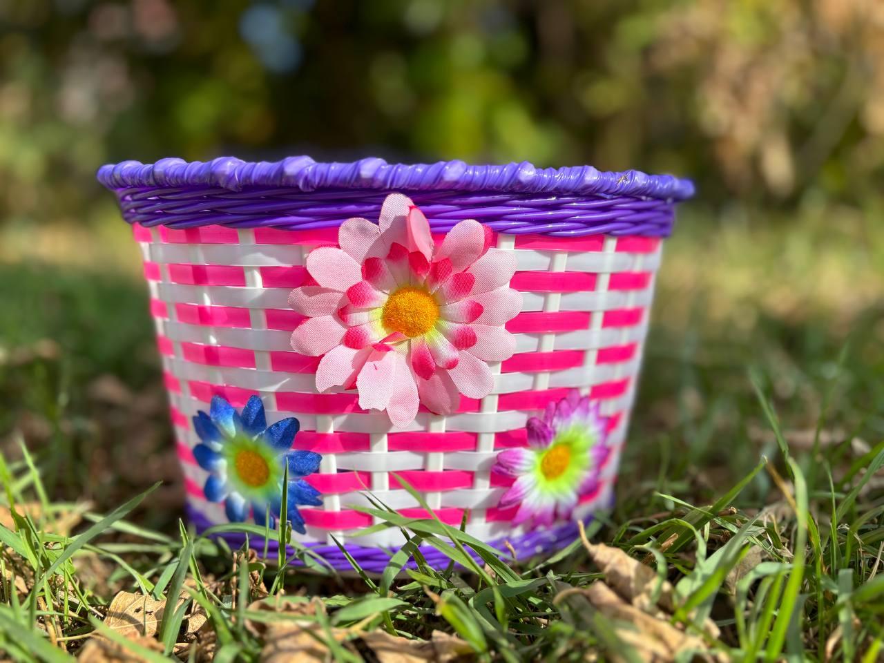 Дитячий велосипедний кошик для дівчинки з кріпленням на кермо з пластику, фото 1