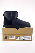 Зимові Черевики UGG Classic II Mini Black Leather / УГГ Класик 2 Міні Лезер Чорні, фото 2