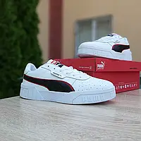 Мужские кроссовки Puma Пума Cali, кожа, белые с черным и красным. 43