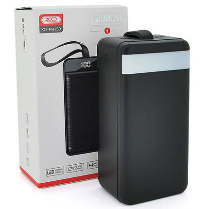 Портативний Power Bank XO-PR159 60000 mAh зовнішній акумулятор повербанк для смартфона швидка зарядка ліхтарик, фото 1