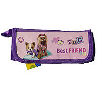 Пенал 1й + резинки, фиолетовый цвет с разными рисунками, KIDIS, серия BEST FRIEND (собачки)
