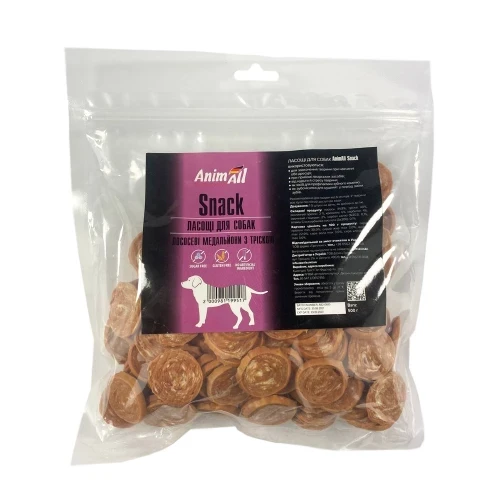 Ласощі AnimAll Snack лососеві медальйони з тріскою для собак 500 г