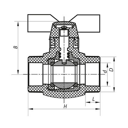 Кран кульовий PPR КШ Koer (метелик) для гарячої води 20 (Koer K0181.PRO) (KP0234), фото 3