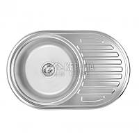Кухонная мойка Lidz 7750 0,8 мм Satin, овальная, нержавеющая сталь (LIDZ7750SAT)