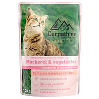 Carpathian Pet Food (Карпатиан Пет Фуд) Cat Mackerel пауч для кошек с макрелью и овощами в соусе 100г*24шт.