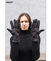 Перчатки женские Gloves Softshell черные, сенсорные перчатки, зимние теплые перчатки